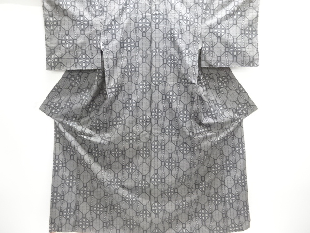 JAPANESE KIMONO / OSHIMA TSUMUGI / WOVEN SHOKKO PATTERN